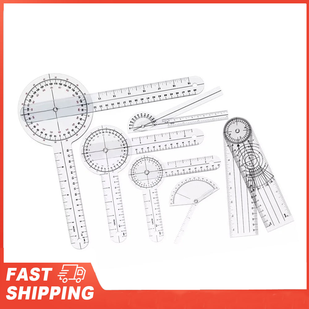Ruler Set Transparent - 6 Buah Set Goniometer Medis PVC