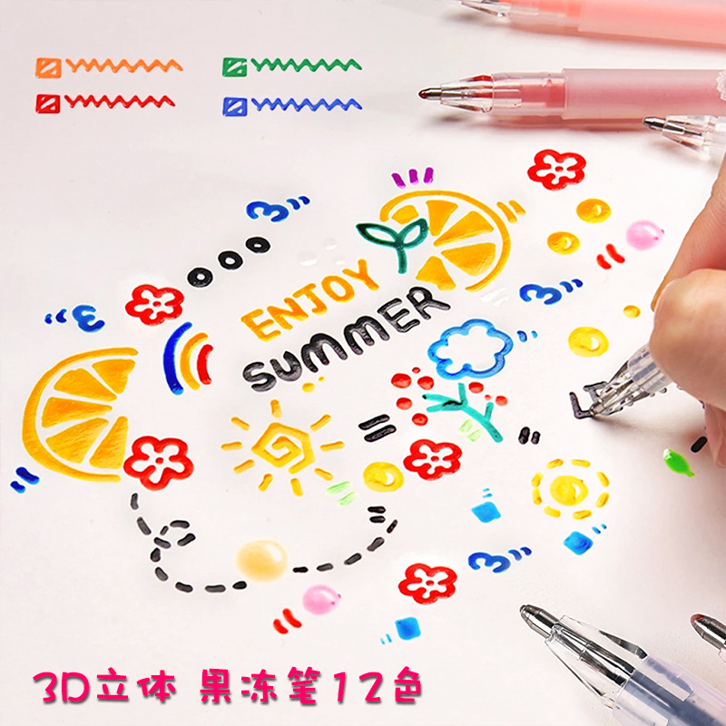 Gel Ink Pen Set - Pena Jeli Tiga Dimensi 3D Pena