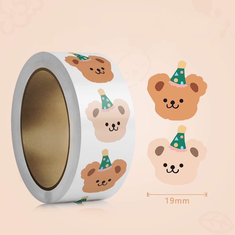 Label Printer Tape - 500 Buah Set Stiker Beruang Lucu