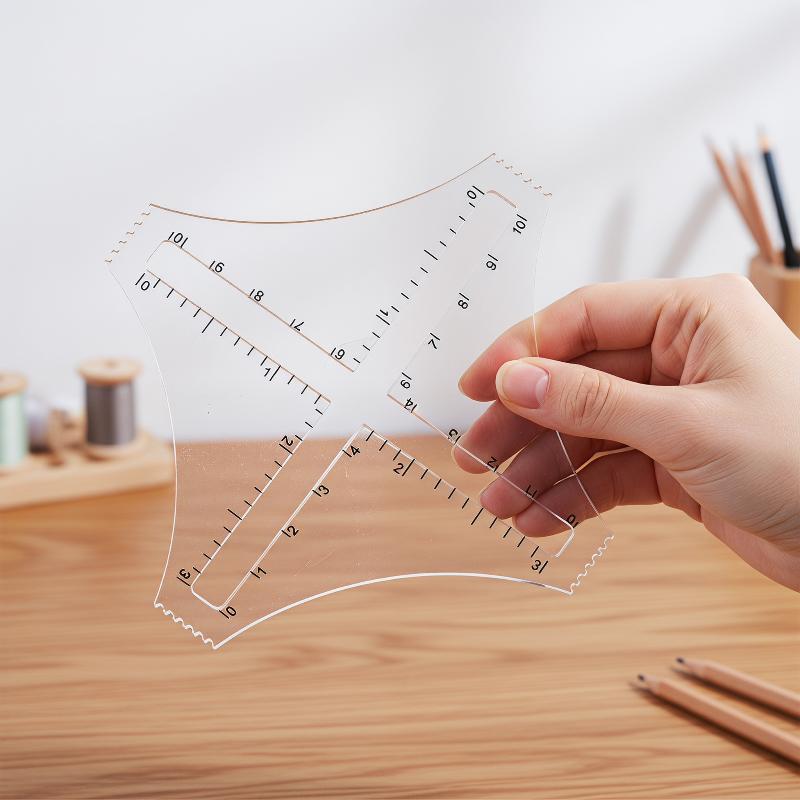 Ruler Set Transparent - Penggaris Kepadatan Rajutan Akrilik Transparan untuk