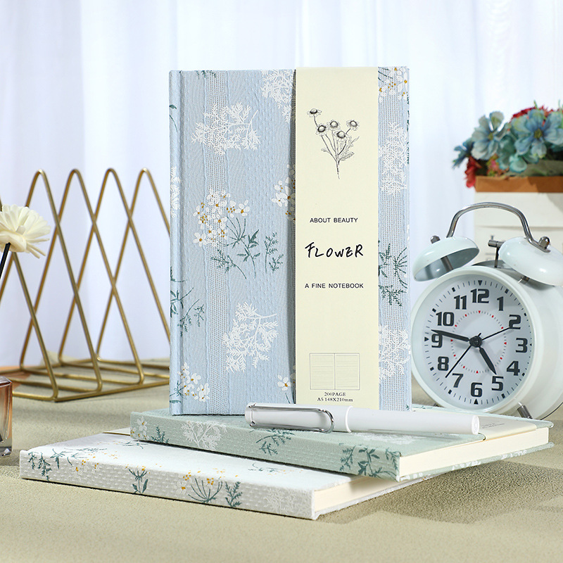 Notebook Dotted A5 - Buku Catatan Bersampul Kain Bunga Segar