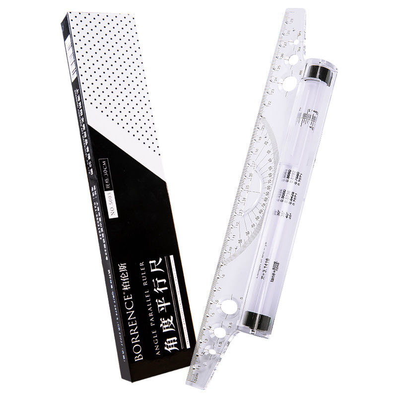 Ruler Set Transparent - Penggaris Roller paralel transparan 30cm, alat