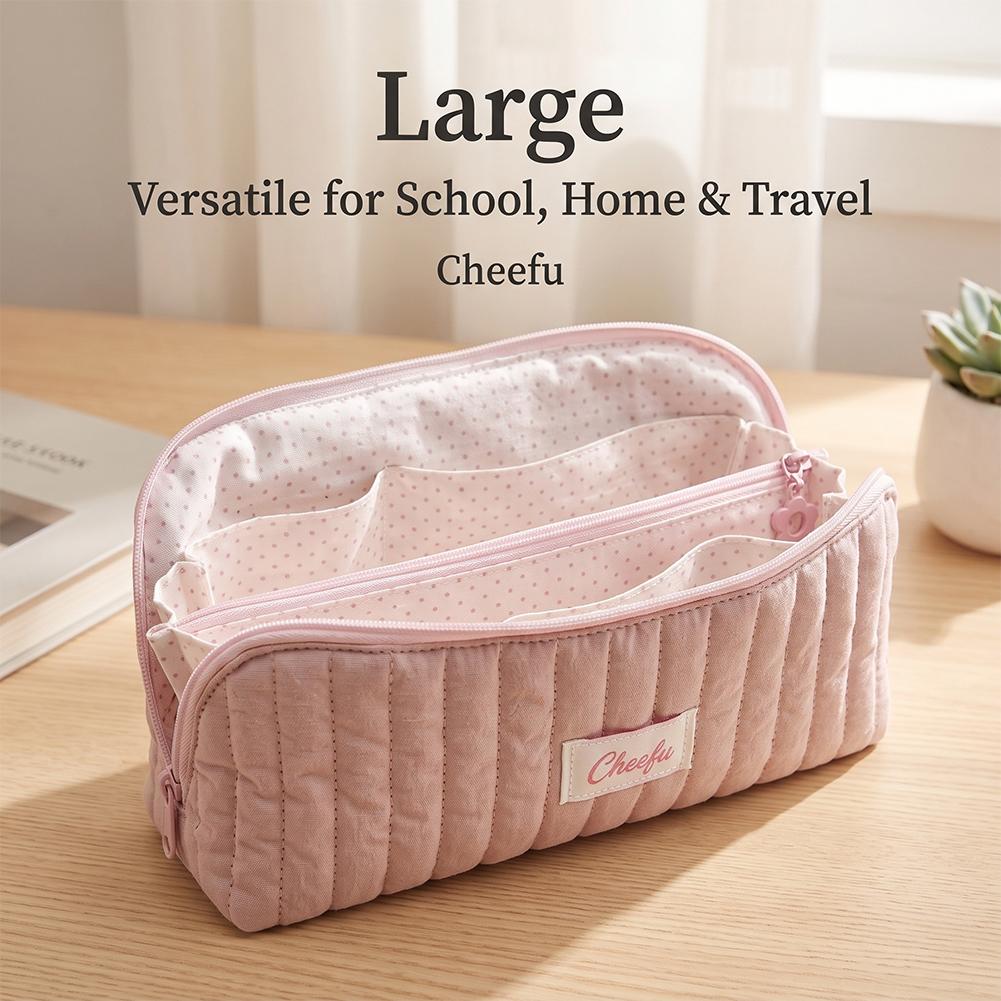 Pencil Case Large - Kantong Pensil Bergaris Kapasitas Besar, Tas