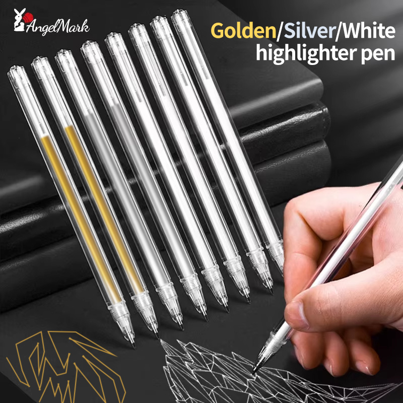 Gel Ink Pen Set - Putih emas perak klasik pena sorot