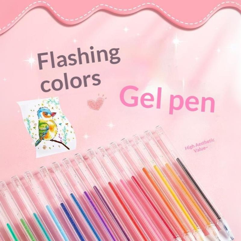 Gel Ink Pen Set - 8/12/18 Warna Pulpen Gel Glitter 1.2mm