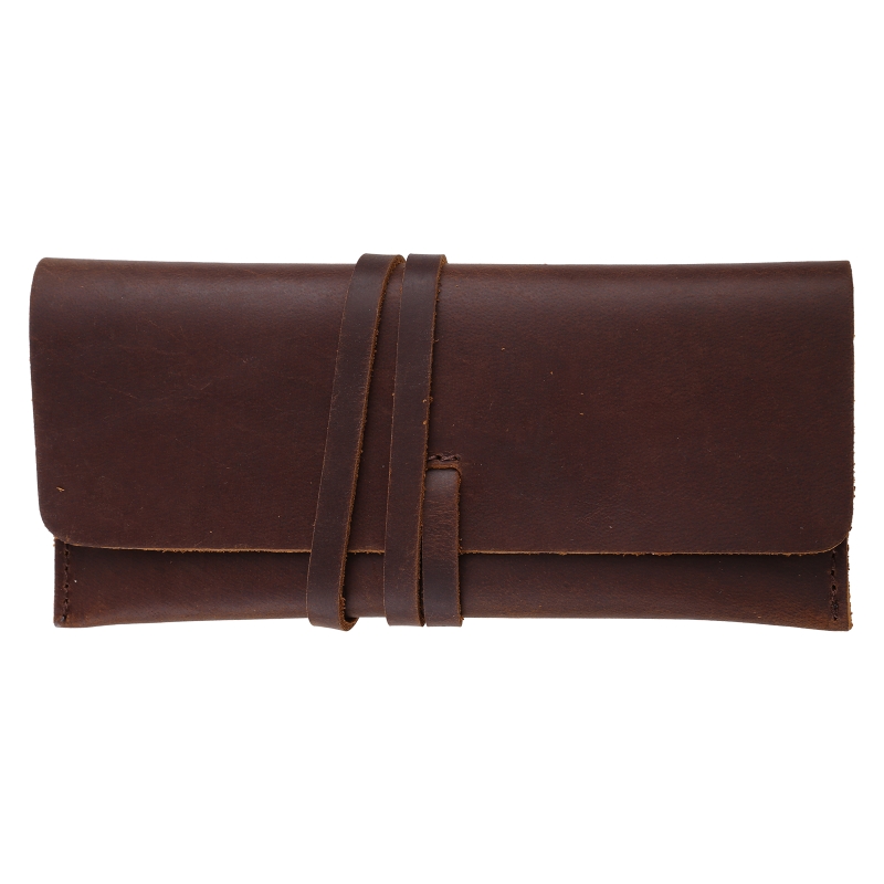 Pen Pouch Roll - Buatan Tangan Kulit Sapi Kulit Pena