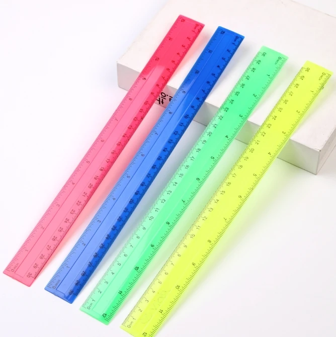 Ruler Set Transparent - 4 buah/pak penggaris lurus plastik transparan