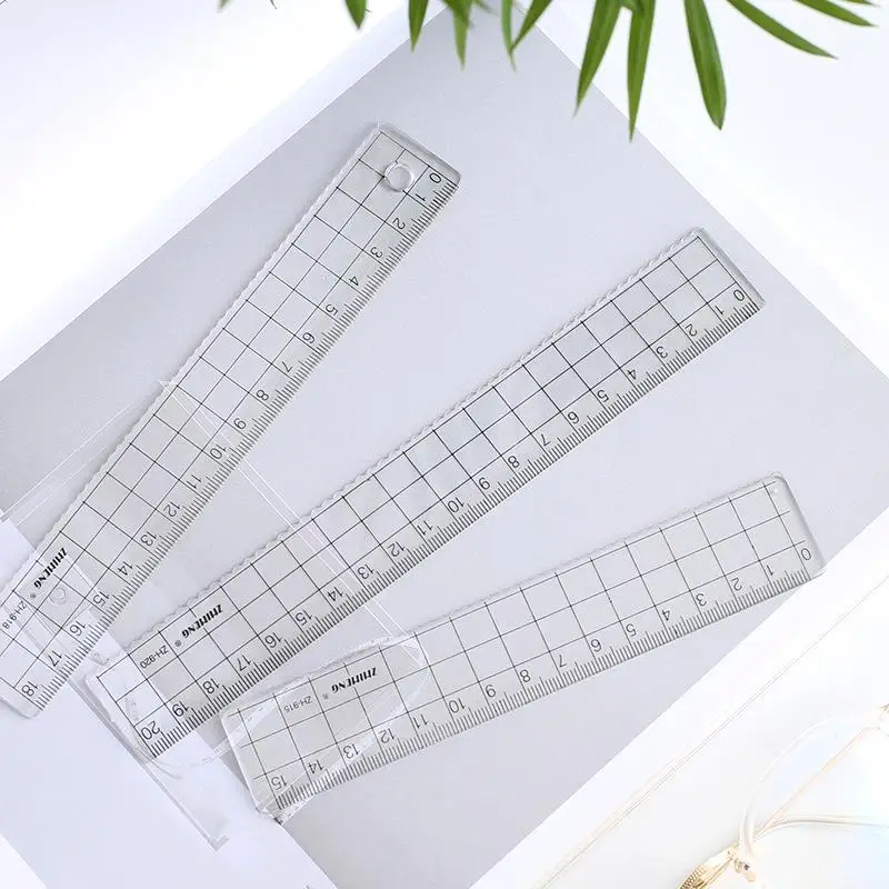 Ruler Set Transparent - 1 buah Simple15cm 18cm 20cm transparan