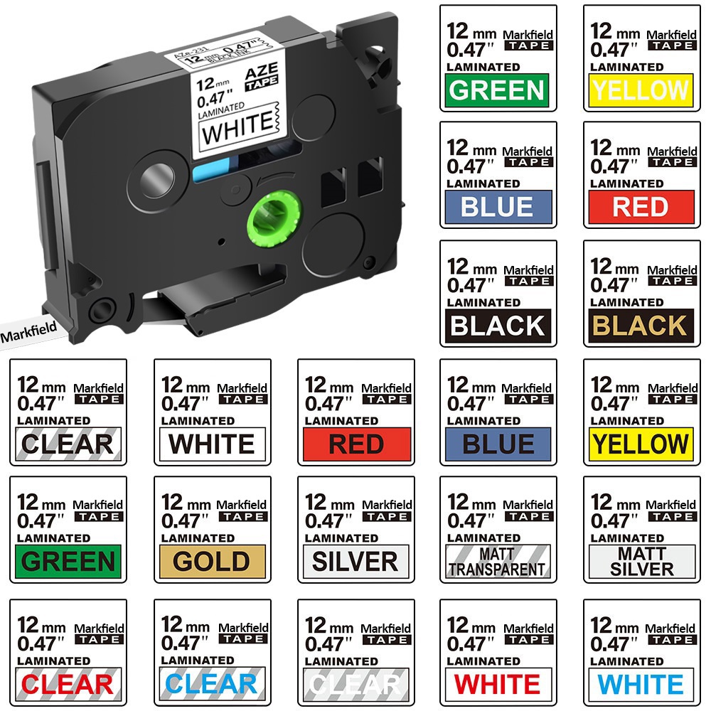 Label Printer Tape - 12mm Kompatibel untuk Brother P-touch Label