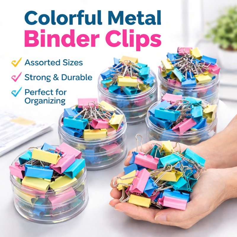 Klip Binder Logam Warna-warni, - Binder Clip Assorted ulasan dan harga