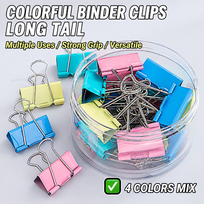 Klip Binder Logam Warna-warni, - Binder Clip Assorted ulasan dan harga