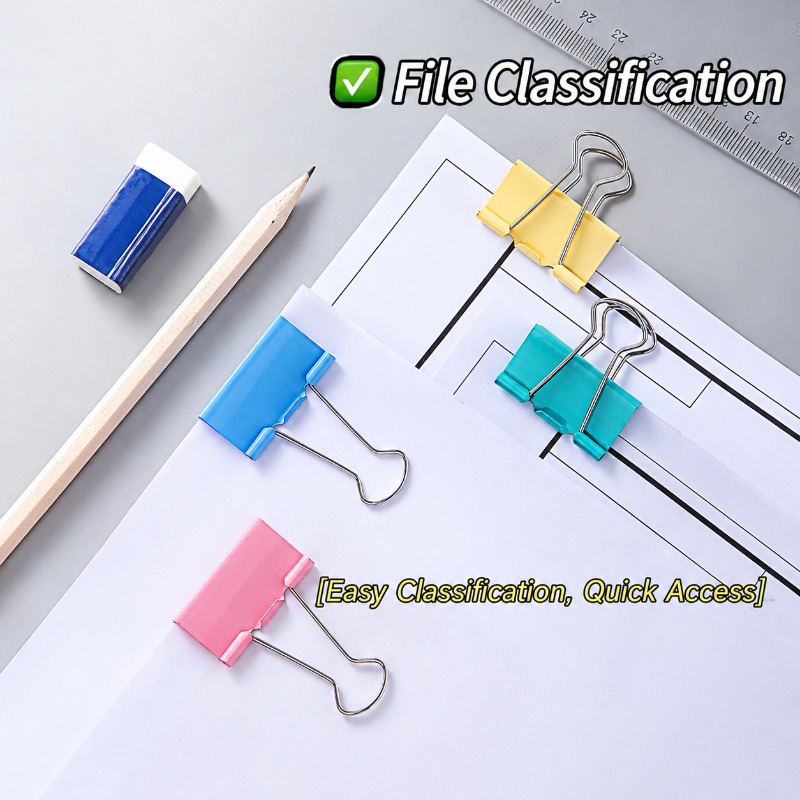 Klip Binder Logam Warna-warni, - Binder Clip Assorted ulasan dan harga