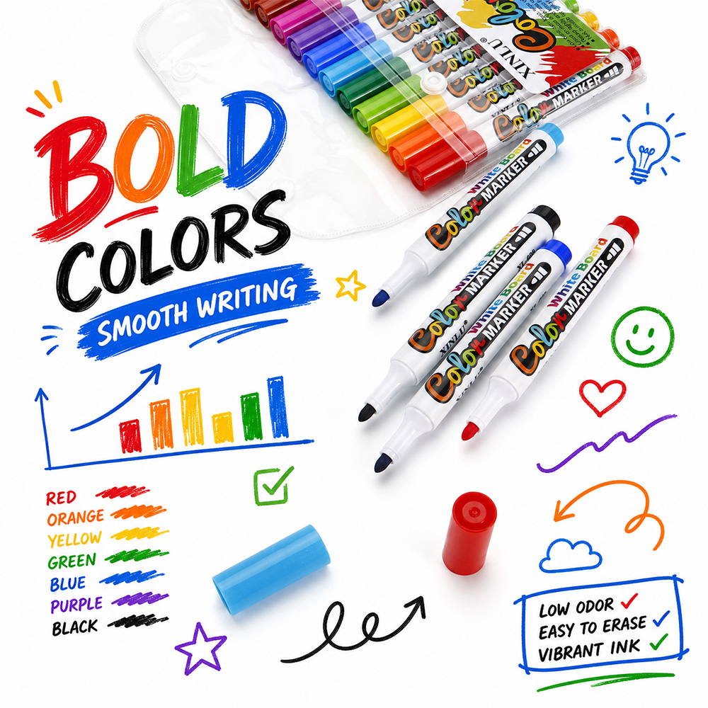 Set Pena Spidol Papan Tulis 12 - Whiteboard Marker Set ulasan dan harga