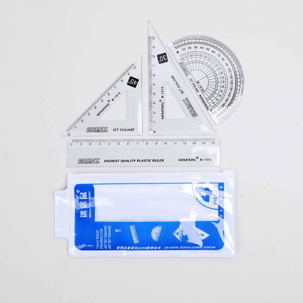 Set Penggaris Plastik Transpar - Ruler Set Transparent ulasan dan harga