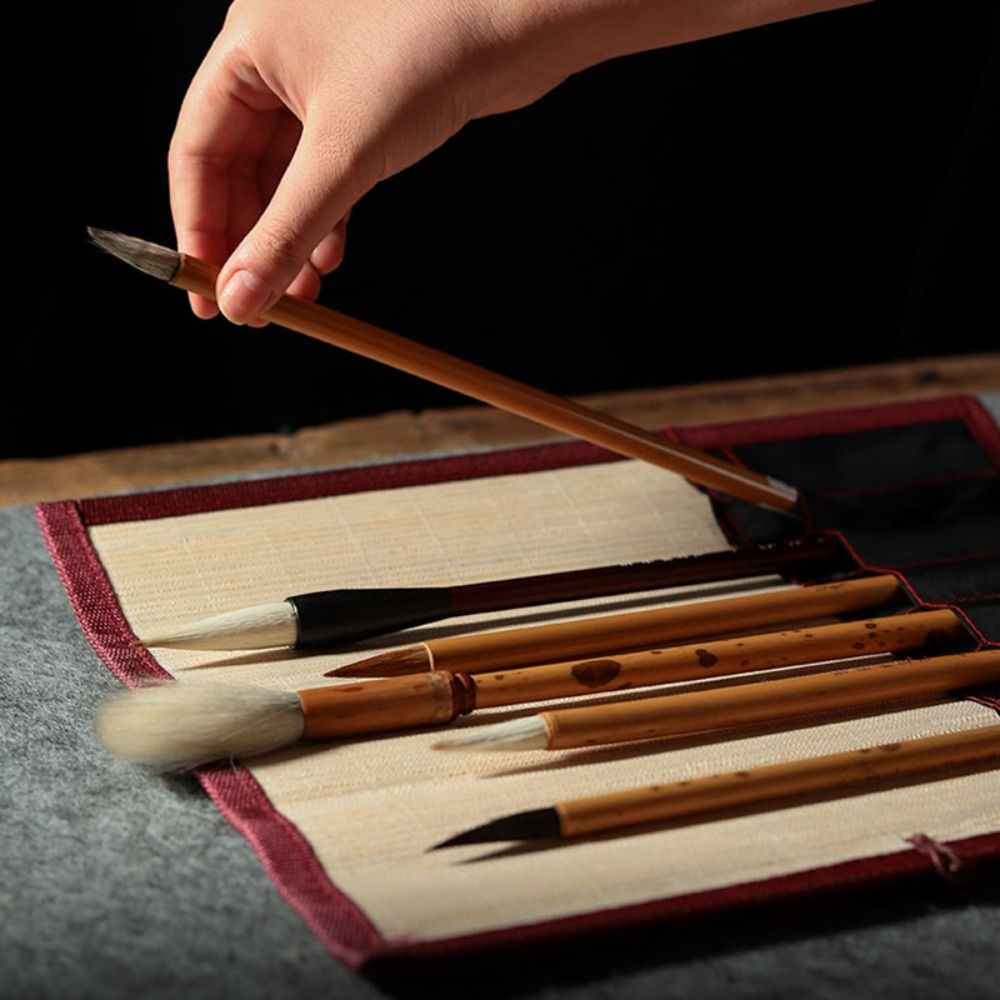 Tempat Kuas Lukis Bambu Berkua - Pen Pouch Roll ulasan dan harga