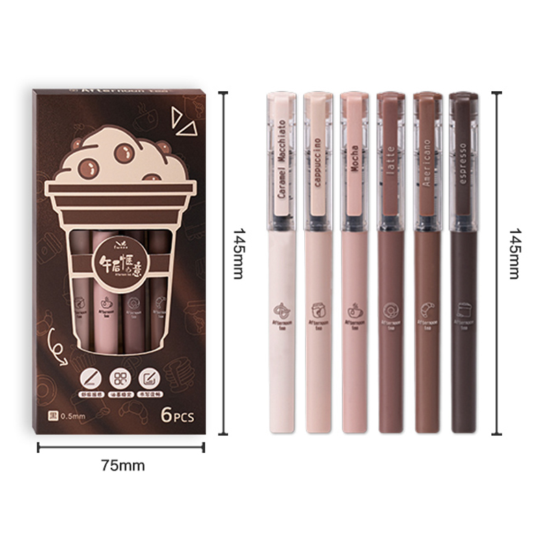 6 Pcs/Set Pulpen Gel Seri Teh  - Gel Ink Pen Set ulasan dan harga