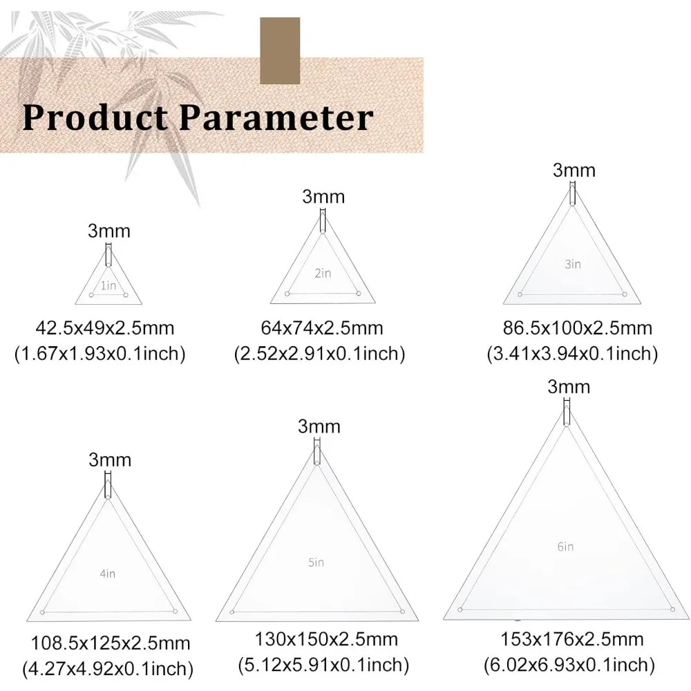 6Pcs Set Template Segitiga Beb - Ruler Set Transparent ulasan dan harga